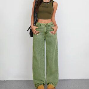 Water-Washed High Waist Wide Leg Jeans